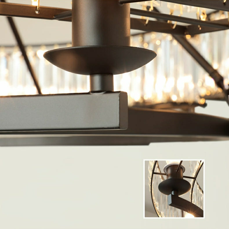 Crystal and Metal Triangular Prism Ceiling Chandelier 6 / 8 / 10 / 12-Light Modern Finish