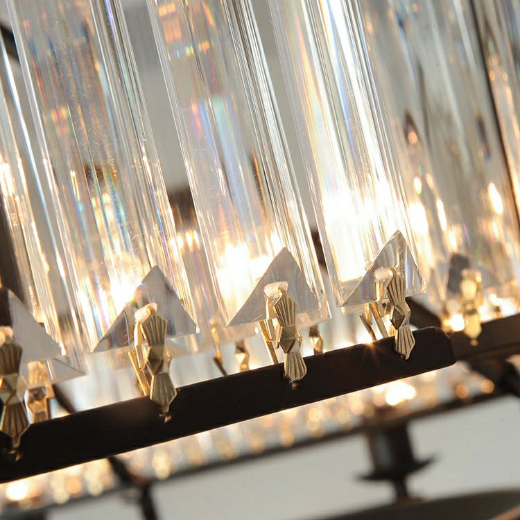 Crystal and Metal Triangular Prism Ceiling Chandelier 6 / 8 / 10 / 12-Light Modern Finish