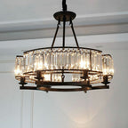 Crystal and Metal Triangular Prism Ceiling Chandelier 6 / 8 / 10 / 12-Light Modern Finish