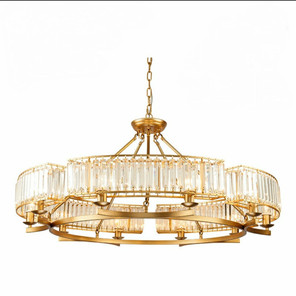 Crystal and Metal Triangular Prism Ceiling Chandelier 6 / 8 / 10 / 12-Light Modern Finish