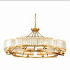 Crystal and Metal Triangular Prism Ceiling Chandelier 6 / 8 / 10 / 12-Light Modern Finish