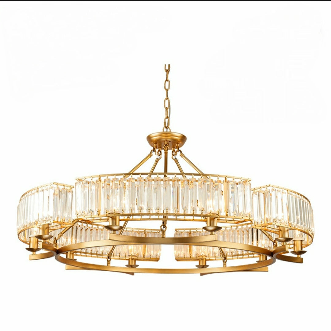 Crystal and Metal Triangular Prism Ceiling Chandelier 6 / 8 / 10 / 12-Light Modern Finish