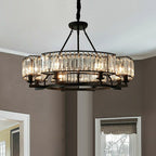 Crystal and Metal Triangular Prism Ceiling Chandelier 6 / 8 / 10 / 12-Light Modern Finish