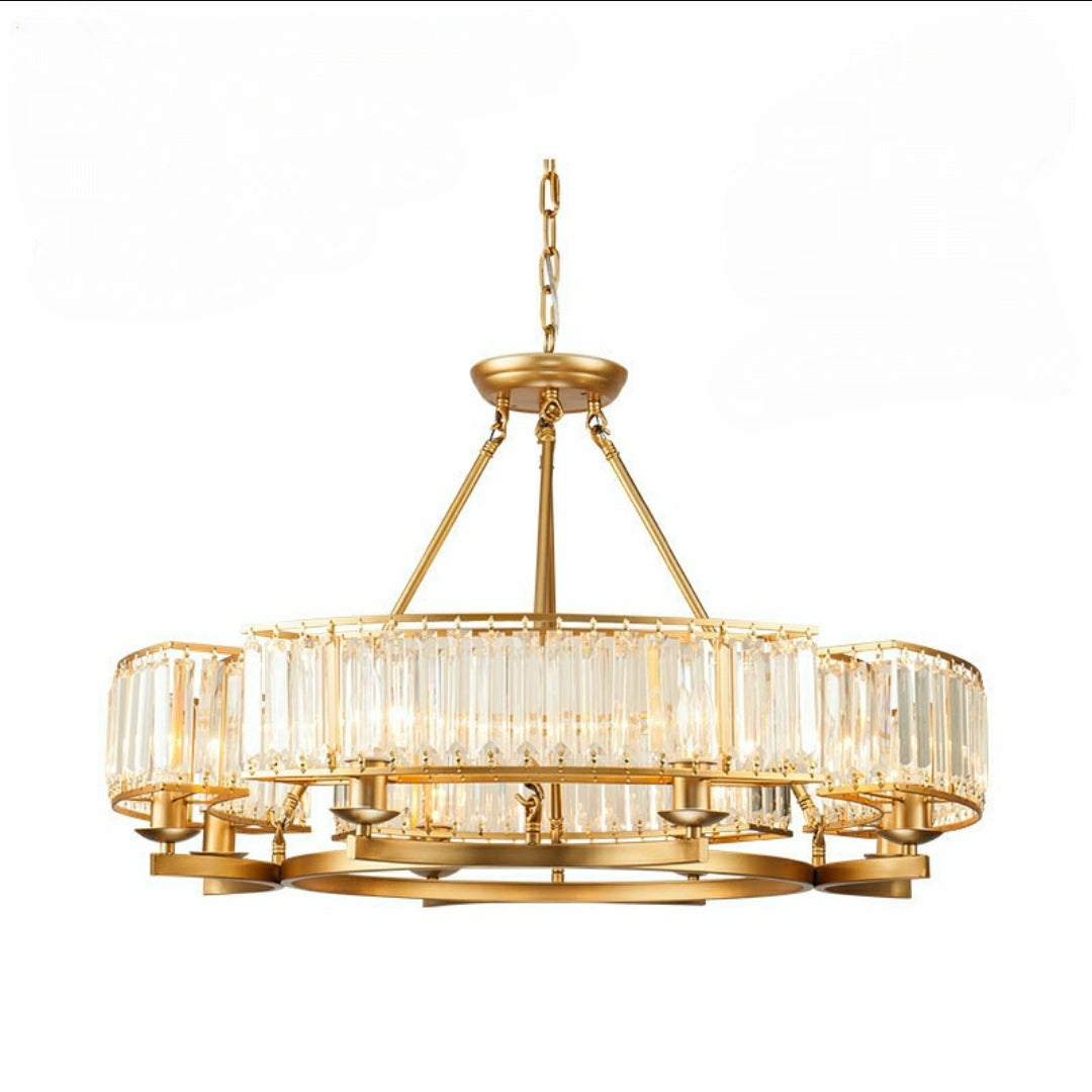 Crystal and Metal Triangular Prism Ceiling Chandelier 6 / 8 / 10 / 12-Light Modern Finish