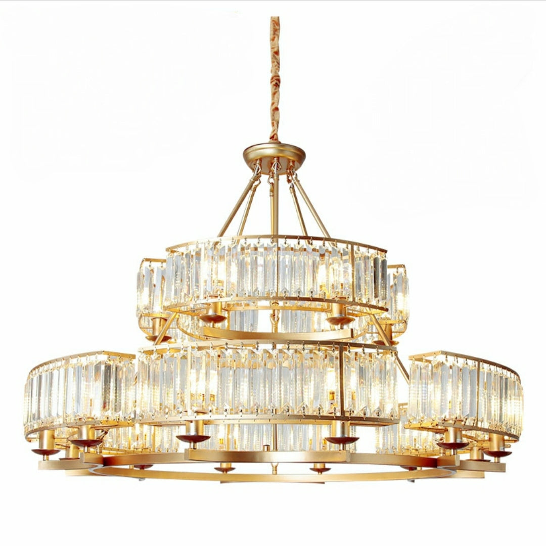 Crystal and Metal Triangular Prism Ceiling Chandelier 6 / 8 / 10 / 12-Light Modern Finish