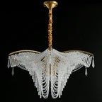 Decorative Beaded Crystal Brass Chandelier Elegant Ceiling Light for Living Room / Bedroom