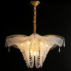 Decorative Beaded Crystal Brass Chandelier Elegant Ceiling Light for Living Room / Bedroom