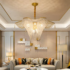 Decorative Beaded Crystal Brass Chandelier Elegant Ceiling Light for Living Room / Bedroom