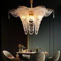 Decorative Beaded Crystal Brass Chandelier Elegant Ceiling Light for Living Room / Bedroom
