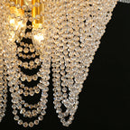 Decorative Beaded Crystal Brass Chandelier Elegant Ceiling Light for Living Room / Bedroom