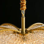 Decorative Beaded Crystal Brass Chandelier Elegant Ceiling Light for Living Room / Bedroom