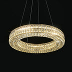 Decorative Crystal Ring Pendant Chandelier for Living Room Luxury Round Hanging Light in Gold Finish