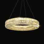 Decorative Crystal Ring Pendant Chandelier for Living Room Luxury Round Hanging Light in Gold Finish