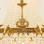 Empire Style Round Brass and K9 Crystal Chandelier with Decorative Finish for Foyer Living Room Dining Room