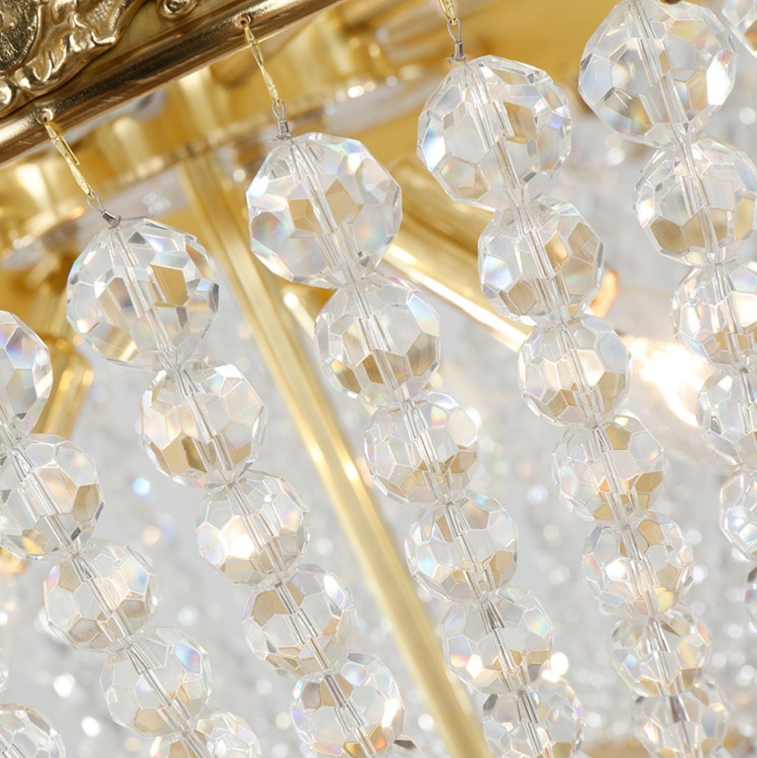 Empire Style Round Brass and K9 Crystal Chandelier with Decorative Finish for Foyer Living Room Dining Room