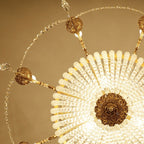 Empire Style Round Brass and K9 Crystal Chandelier with Decorative Finish for Foyer Living Room Dining Room
