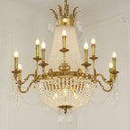 Empire Style Round Brass and K9 Crystal Chandelier with Decorative Finish for Foyer Living Room Dining Room