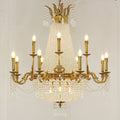 Empire Style Round Brass and K9 Crystal Chandelier with Decorative Finish for Foyer Living Room Dining Room