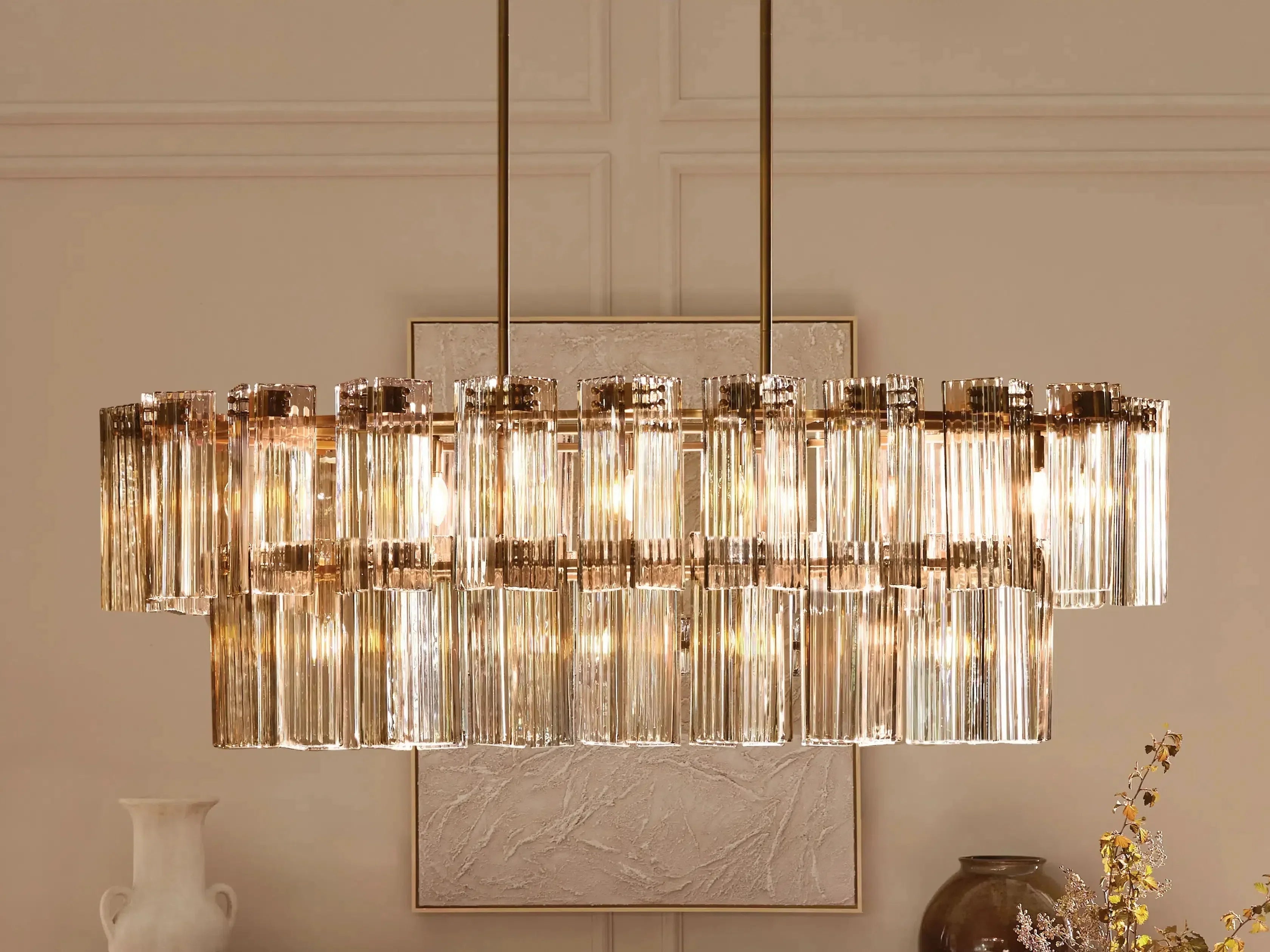 Delsie Oval Art Glass Chandelier 51-Inch63-Inch72-Inchl