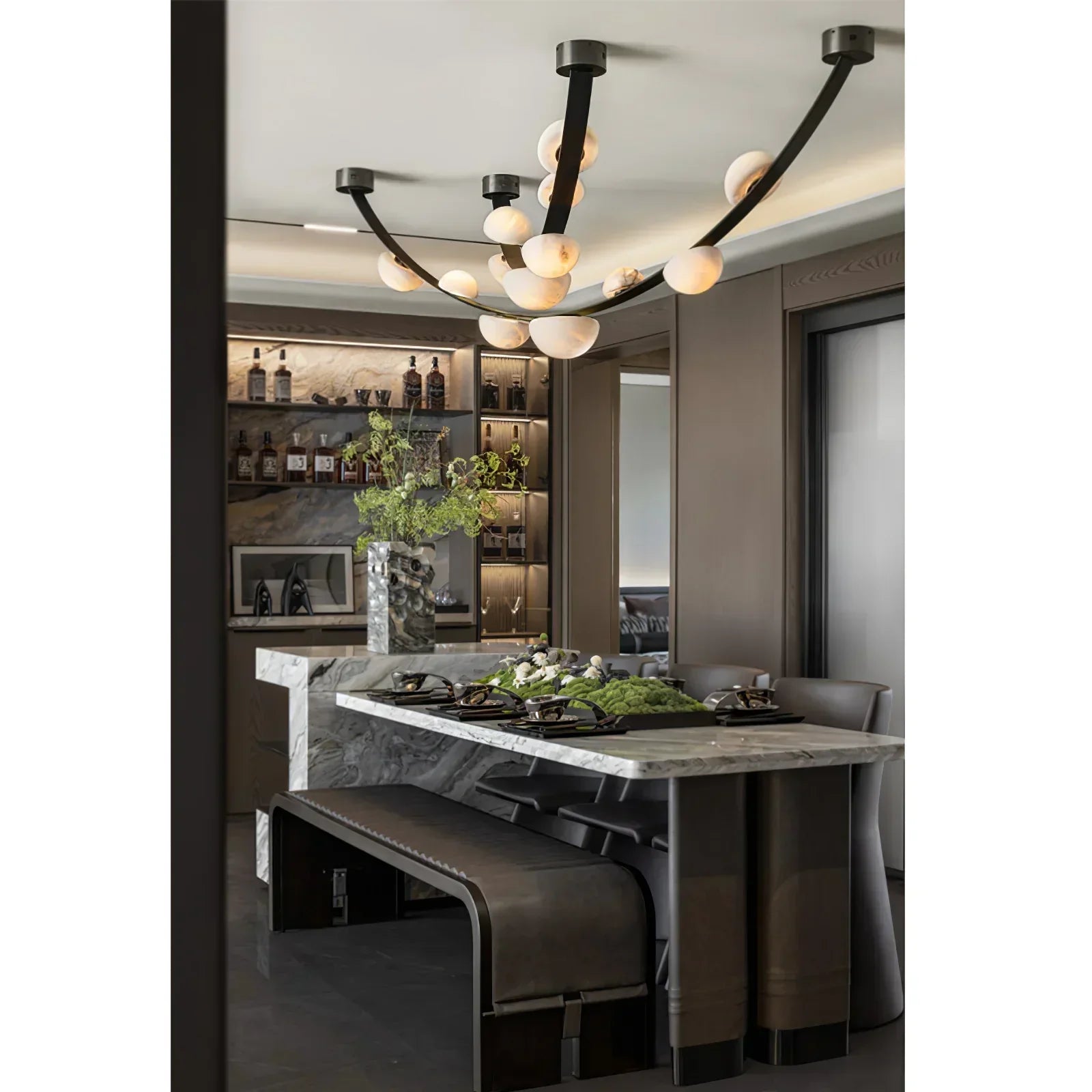 Alex Modern Dew Drops Alabaster Chandelier