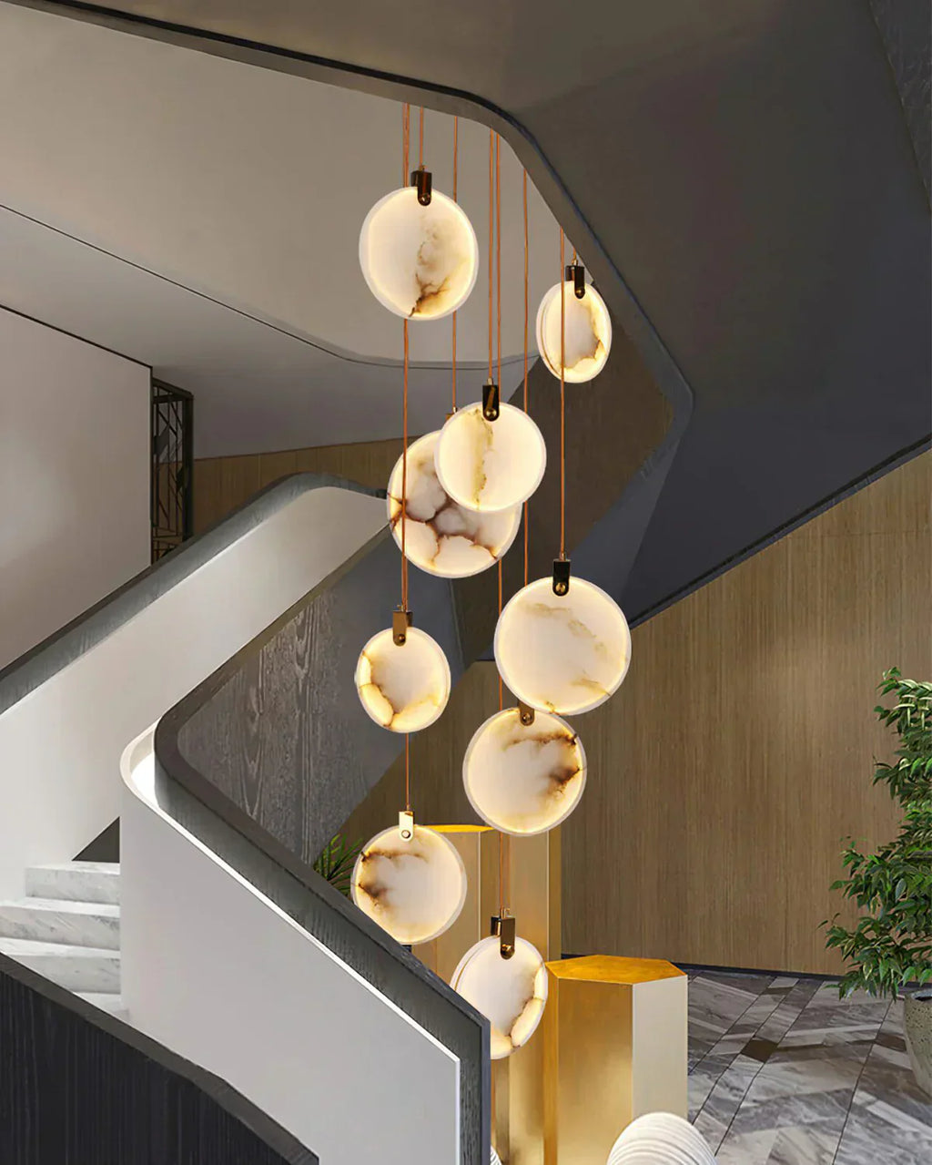 Moonshade Natural Marble Pendant Light