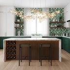 Double Layer Combination Gingko Ceramic Branch Chandelier