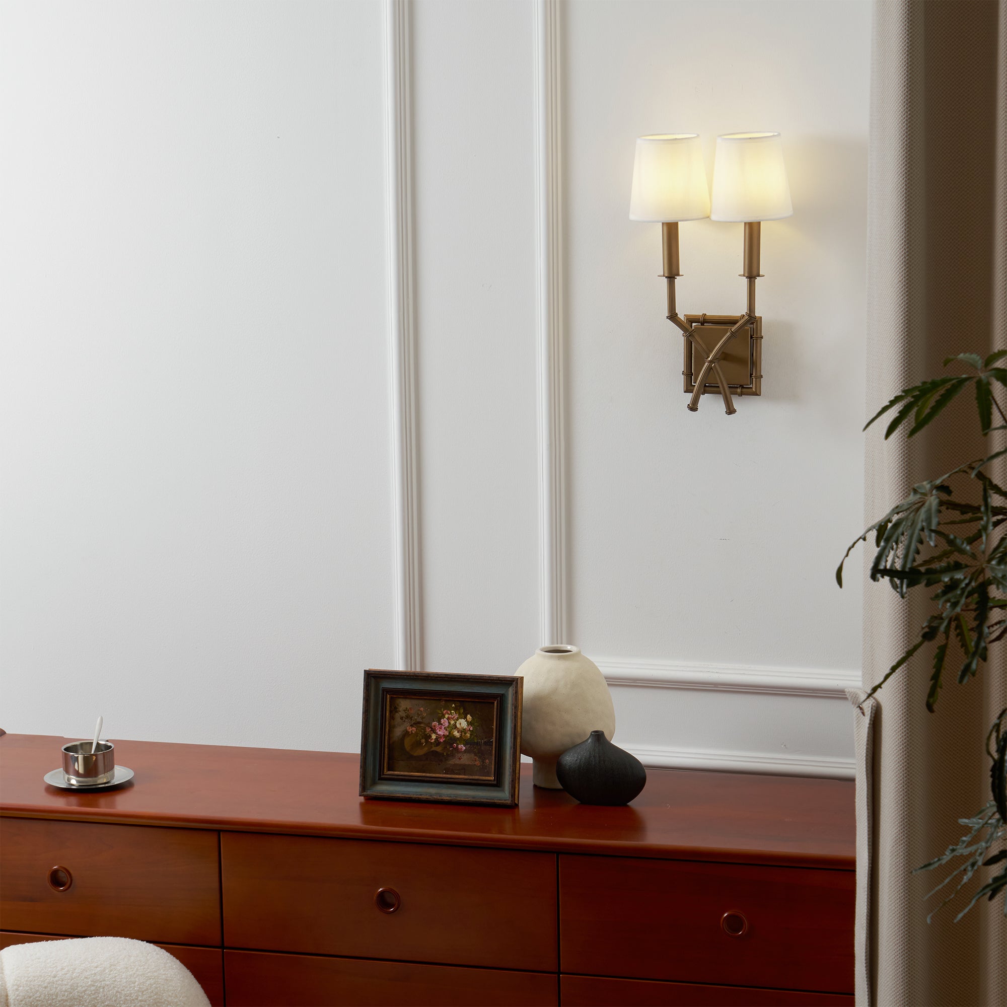 Double Arm Bamboo Sconce