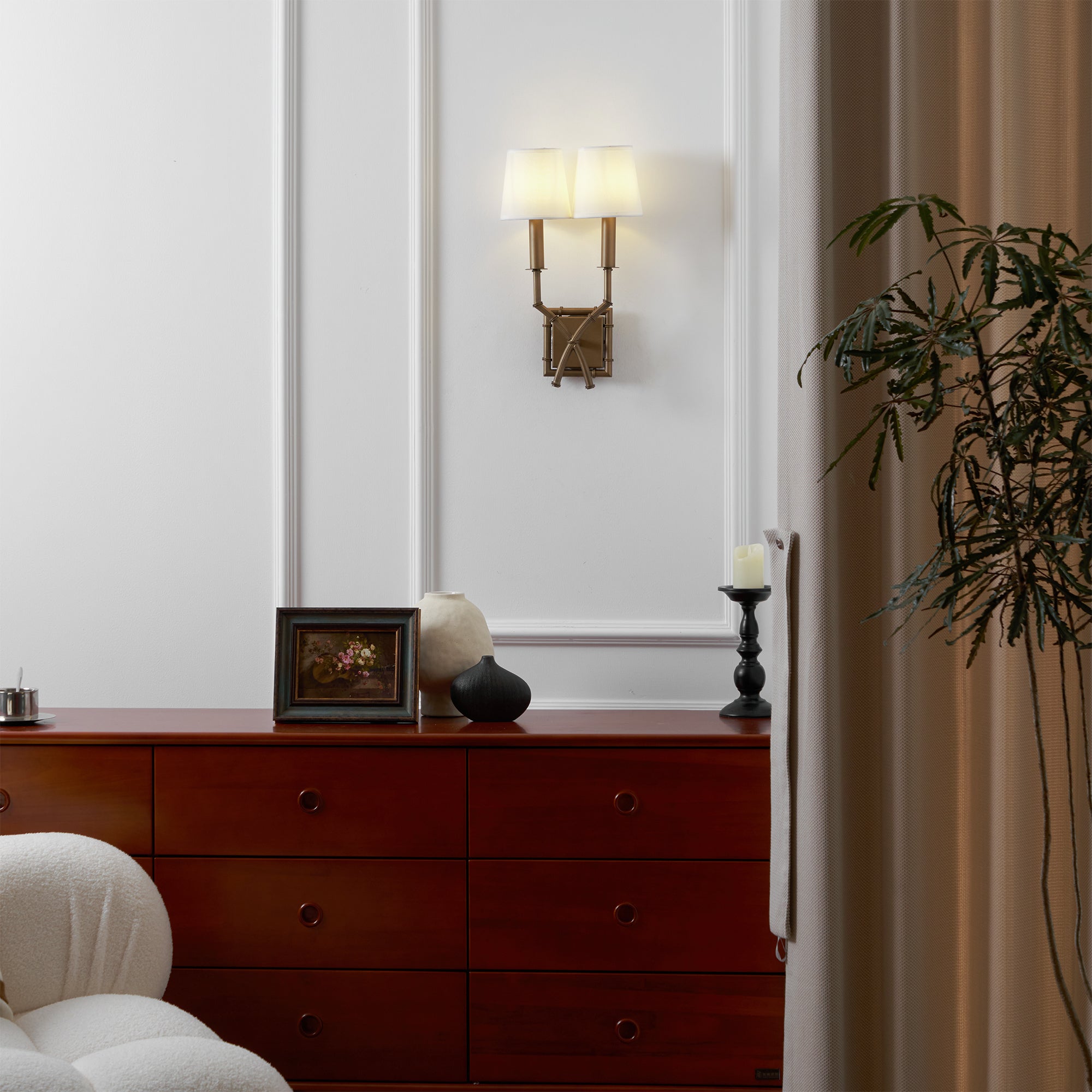 Double Arm Bamboo Sconce