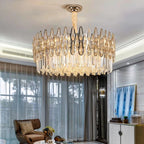 Modern Round / rectangular Raindrop Crystal Chandelier for Low-Ceiling