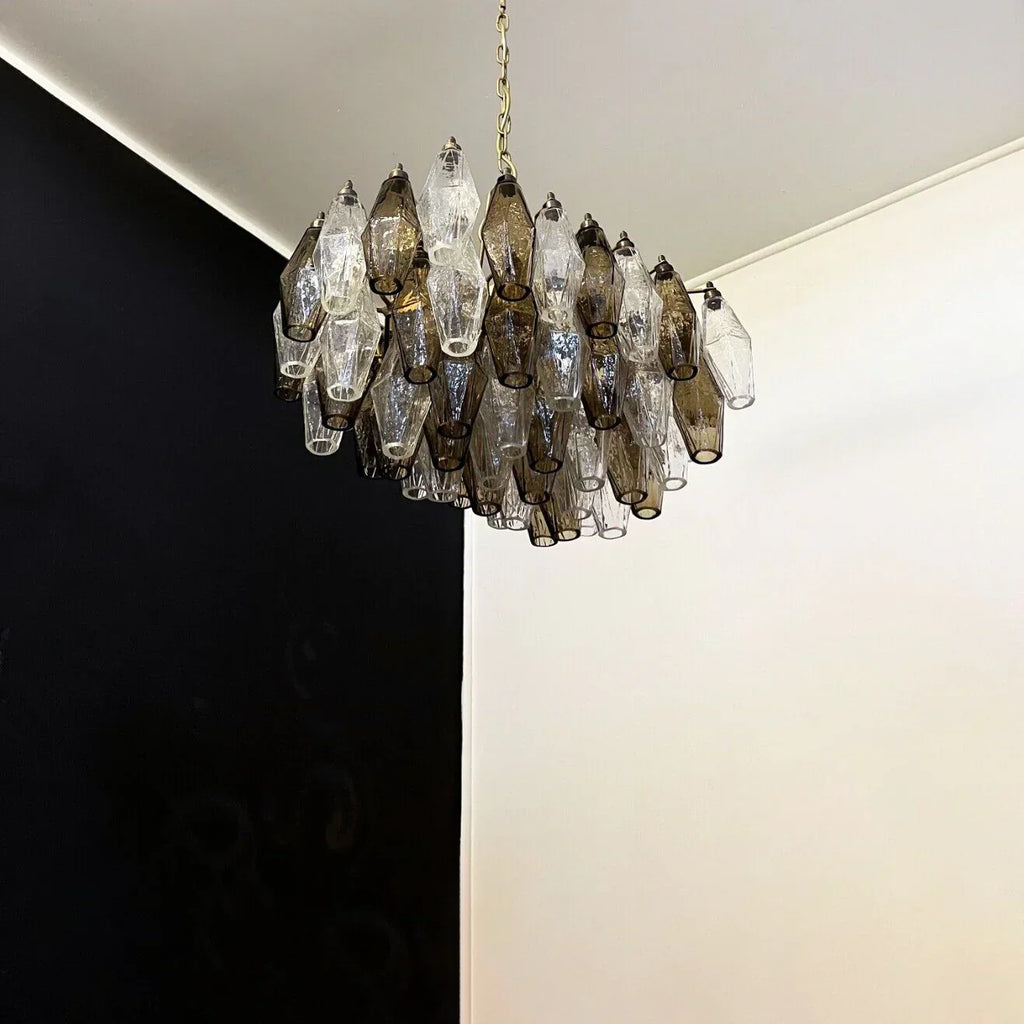 Poliedri Murano Transparent Smoked Chandelier
