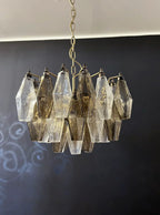 Poliedri Murano Transparent Smoked Chandelier