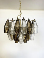 Poliedri Murano Transparent Smoked Chandelier