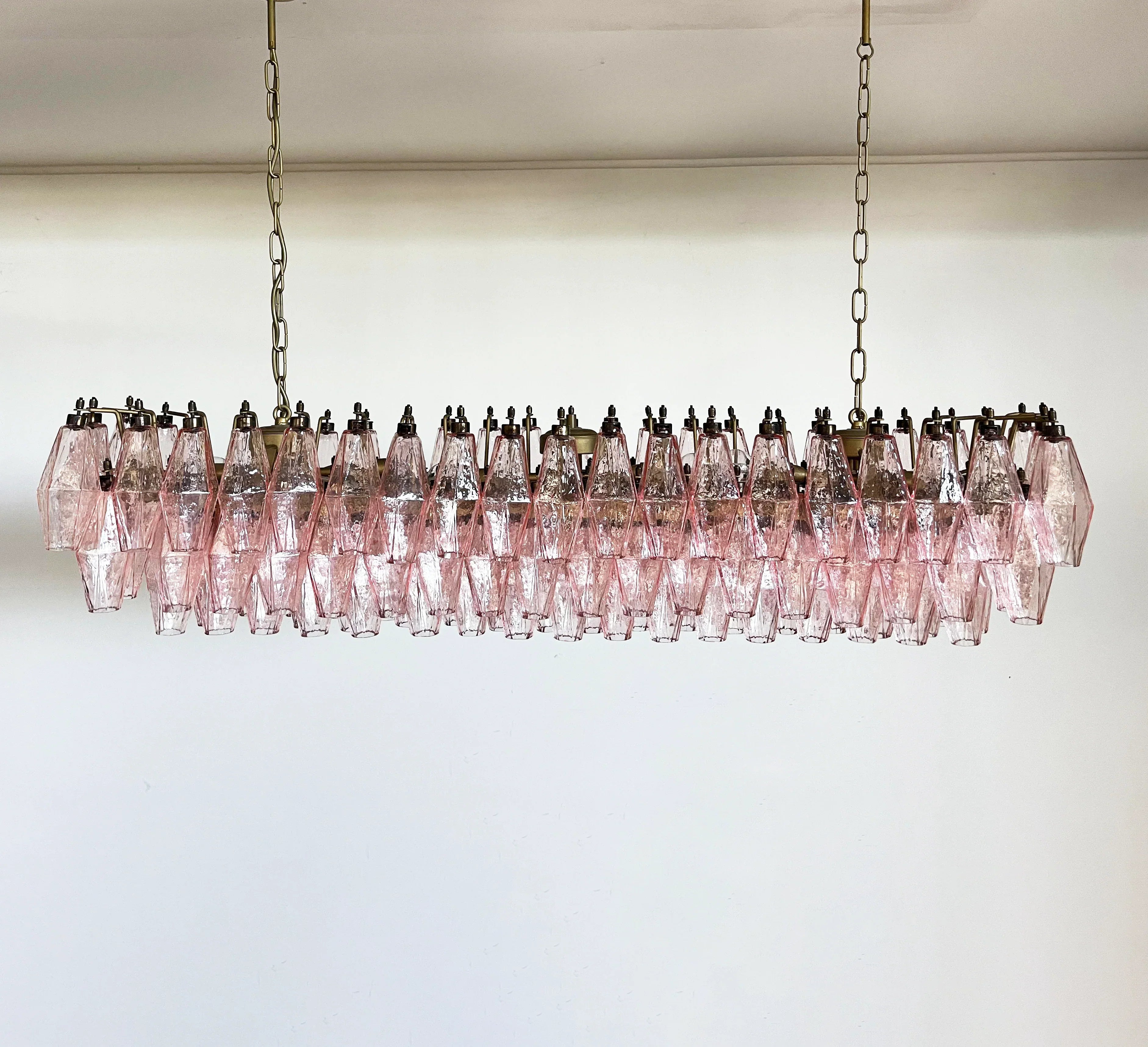 Elegant Pink Murano Poliedri Chandelier
