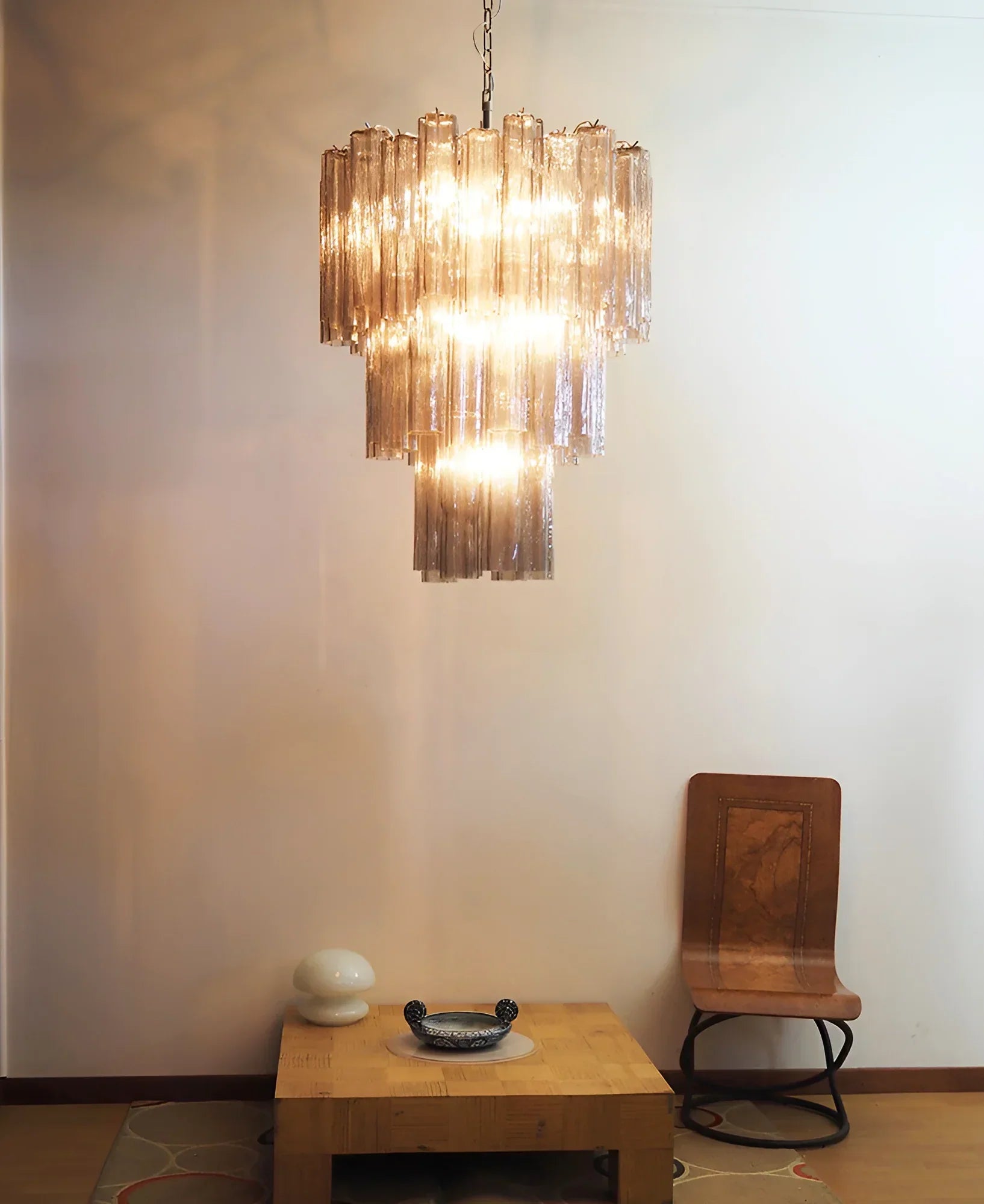 Elegant Smoke Murano Glass Tube Chandelier