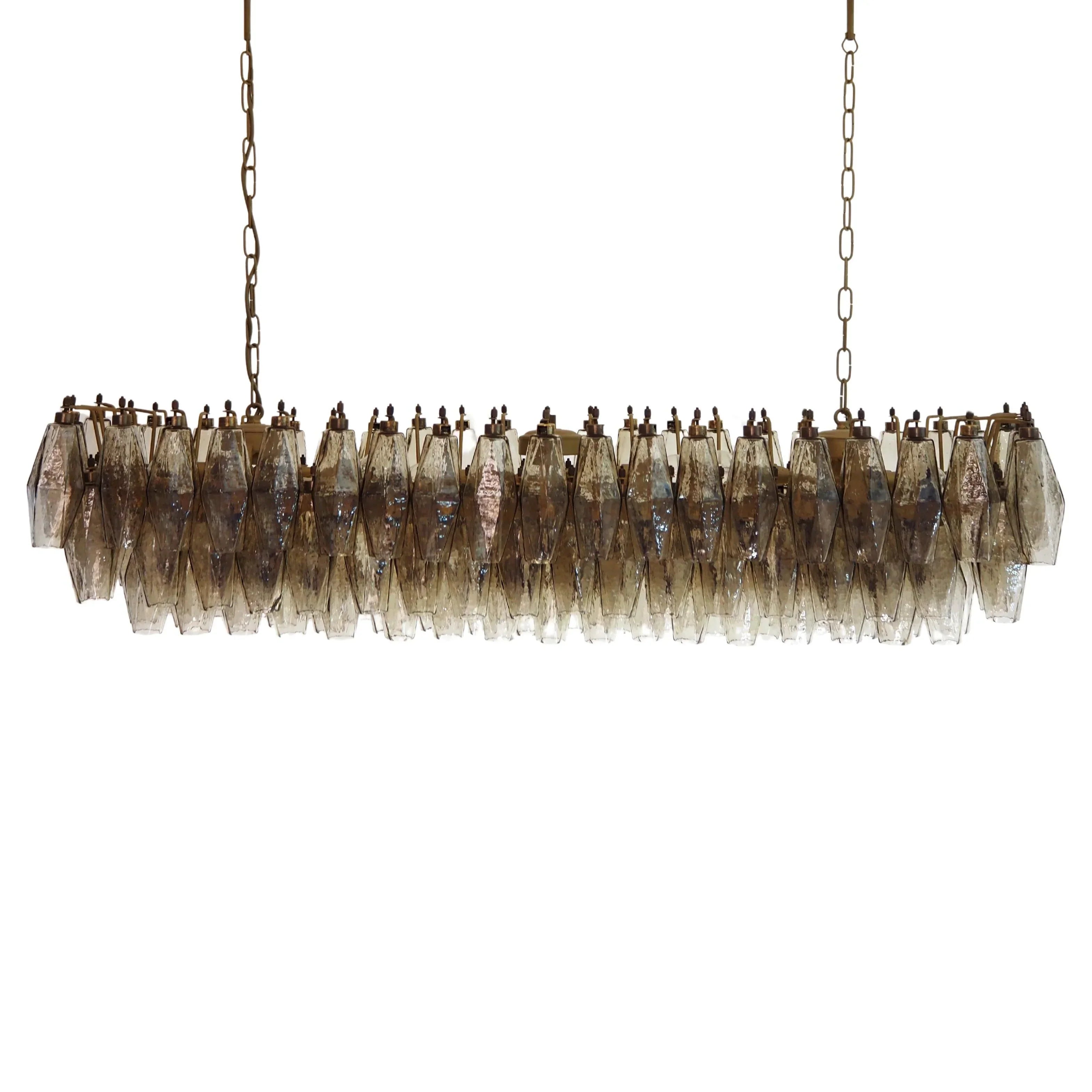Elegant Smoked Murano Poliedri Chandelier