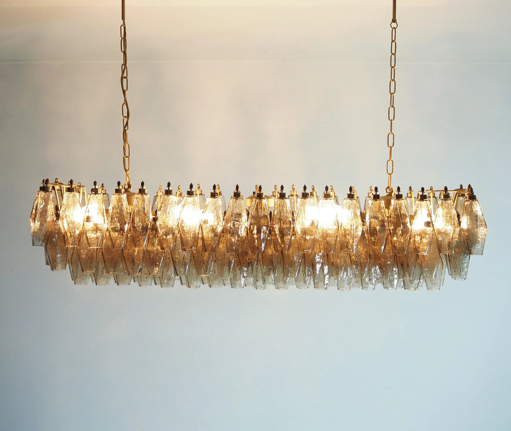 Elegant Smoked Murano Poliedri Chandelier