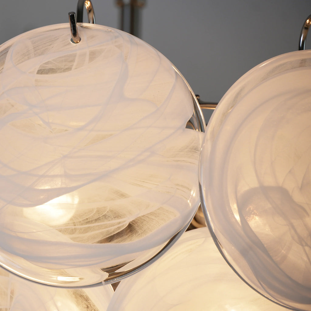 Elegant White Murano Disc Chandelier