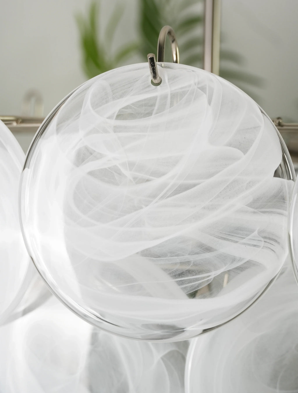 Elegant White Murano Disc Chandelier