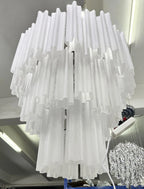 Elegant White Murano Glass Tube Chandelier