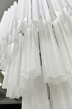 Elegant White Murano Glass Tube Chandelier