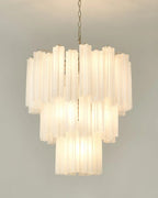 Elegant White Murano Glass Tube Chandelier