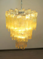 Elegant Yellow Murano Glass Tube Chandelier