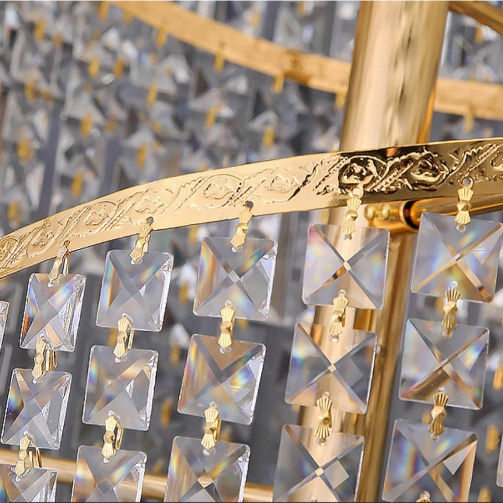 Elegant Foyer Hall Chandelier Long Crystal Ceiling Light for Living Room Entryway Staircase