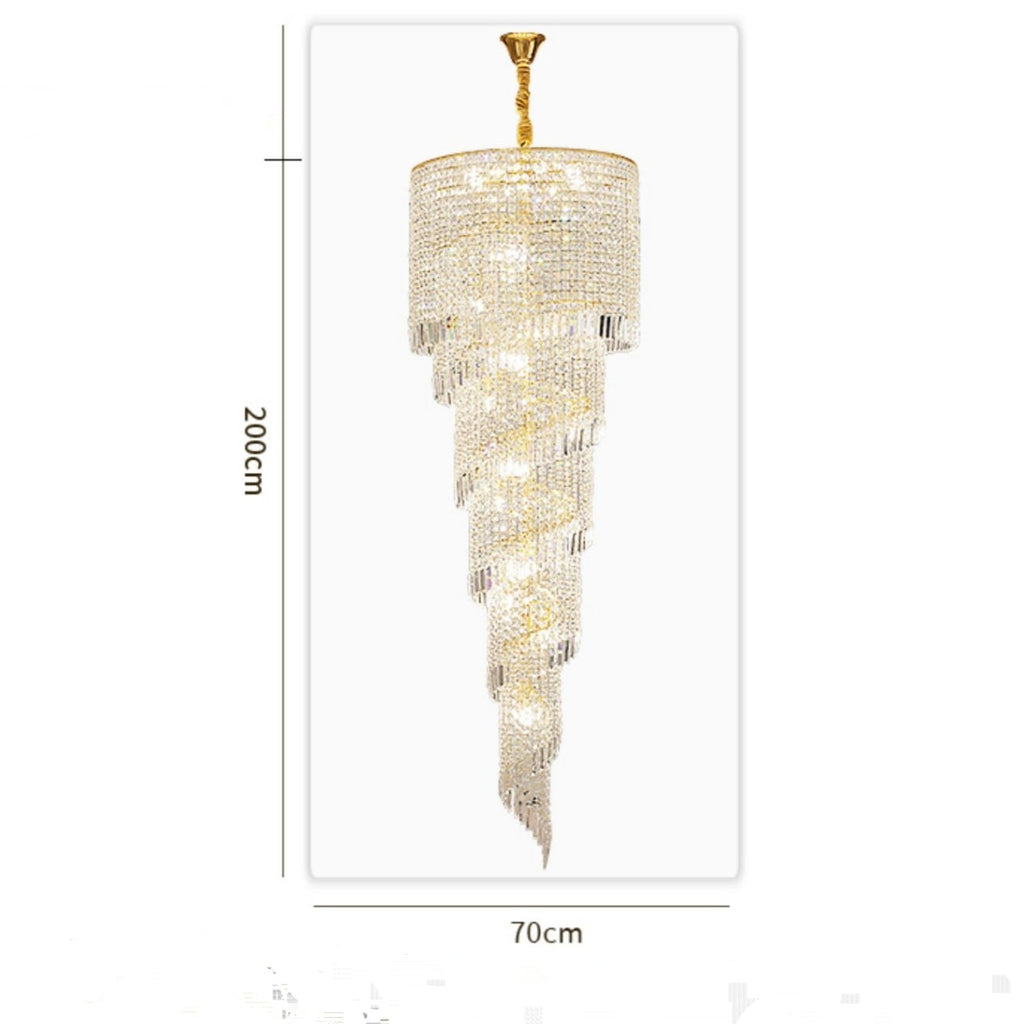 Elegant Foyer Hall Chandelier Long Crystal Ceiling Light for Living Room Entryway Staircase
