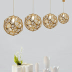 Elegant Italian Designer Single 1-Light Textured Geometric Pendant Lamp with Bulbs Diamond Ball Shaped Ceiling