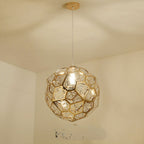 Elegant Italian Designer Single 1-Light Textured Geometric Pendant Lamp with Bulbs Diamond Ball Shaped Ceiling