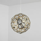 Elegant Italian Designer Single 1-Light Textured Geometric Pendant Lamp with Bulbs Diamond Ball Shaped Ceiling
