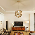 Elegant Italian Designer Single 1-Light Textured Geometric Pendant Lamp with Bulbs Diamond Ball Shaped Ceiling