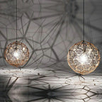 Elegant Italian Designer Single 1-Light Textured Geometric Pendant Lamp with Bulbs Diamond Ball Shaped Ceiling