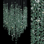 Galaxy Emerald Rainfall Meteor Shower Crystal Spiral Chandelier